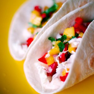 Fish Tacos with Mango Salsa and Cilantro Lime