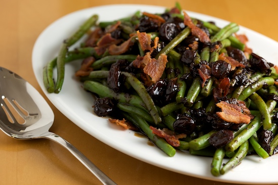 Green Beans with Bacon and Tart Cherry Balsamic Glaze