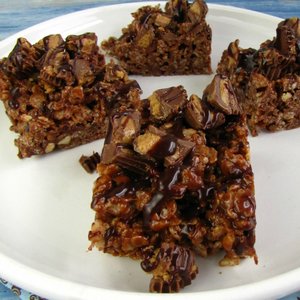 Peanut Butter and Chocolate Rice Krispie Treats