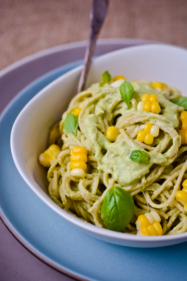 Pasta with Sweet Corn Pesto
